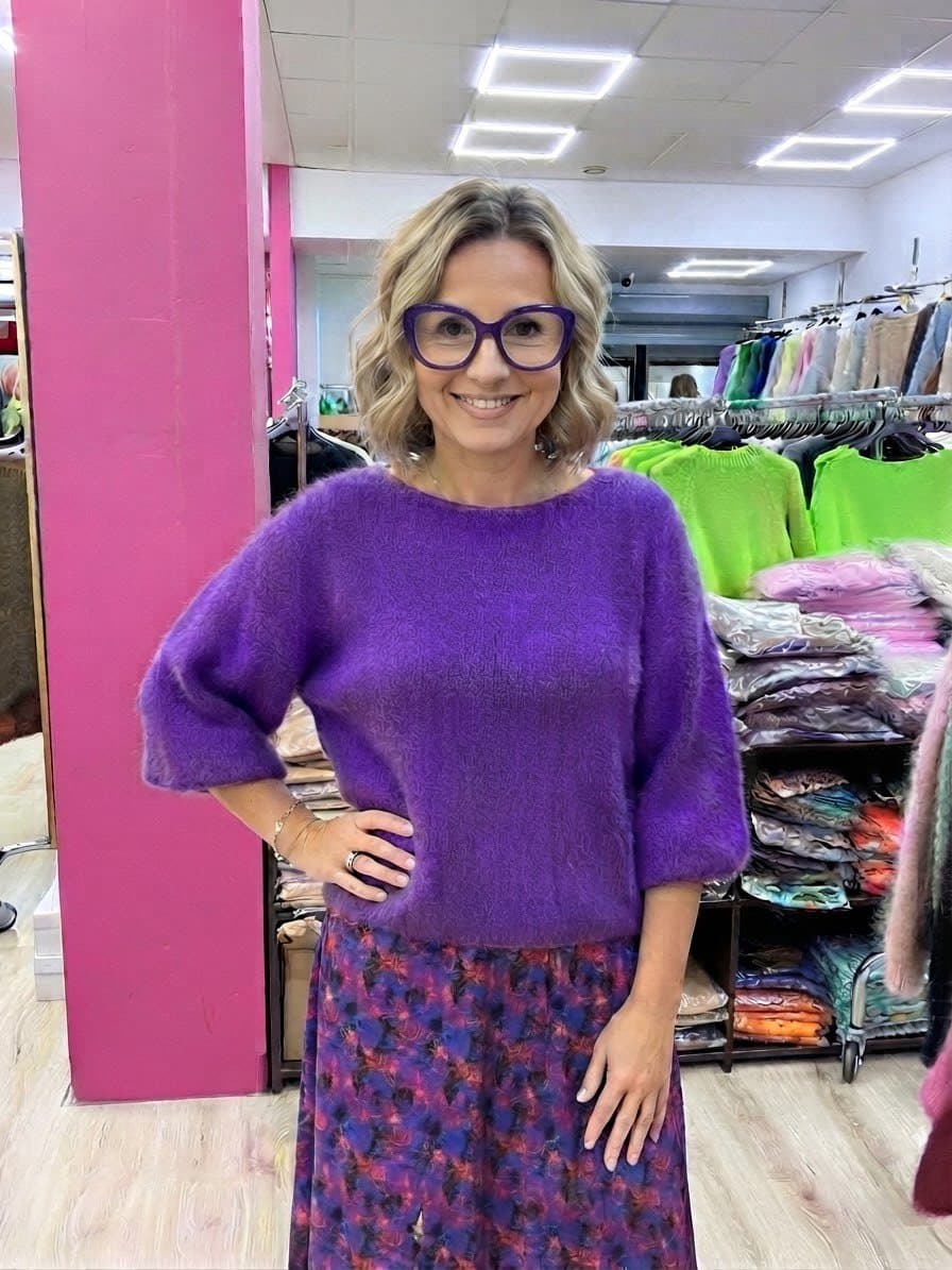 Fioletowy sweter z moheru